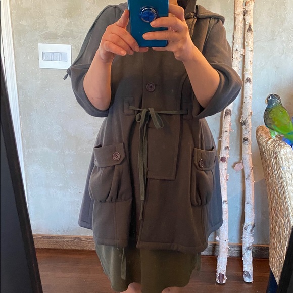 Hooded trench jacket grey sweatshirt - Picture 6 of 6